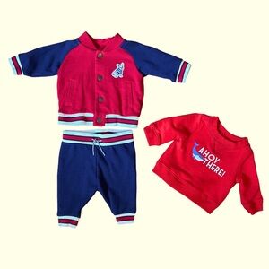 Janie and Jack Red and Blue Baby Outfit Set 0-3m